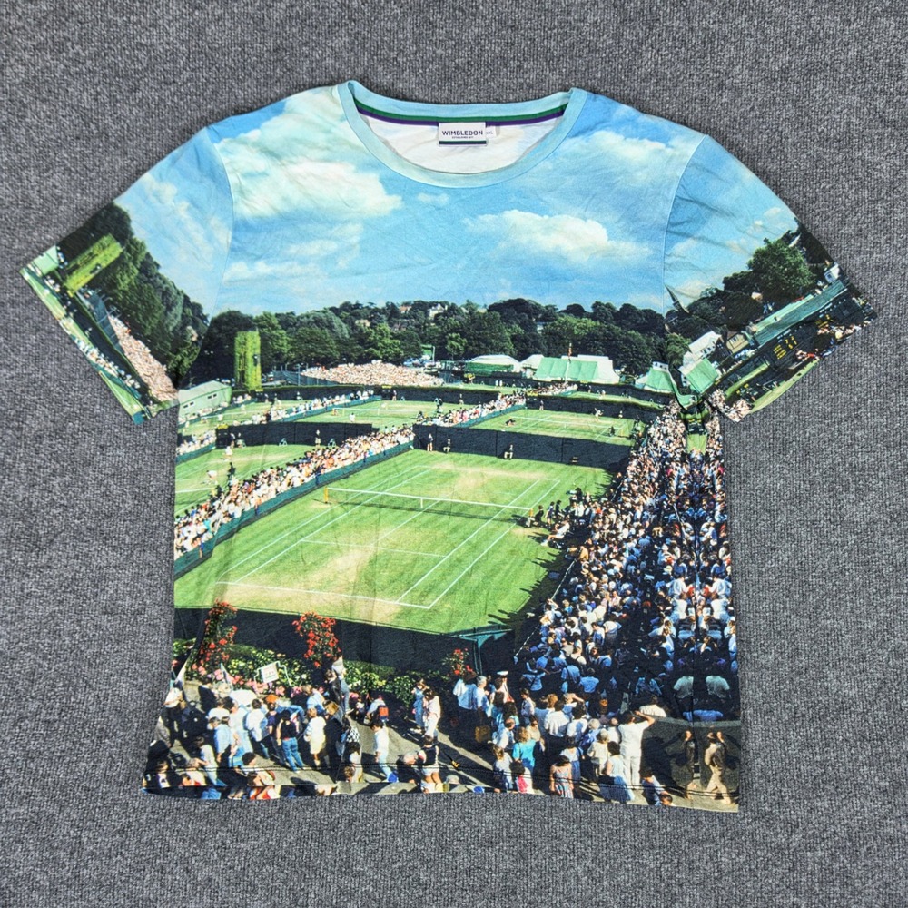 Wimbledon Tennis Court All Over Print T-Shirt Mens 2XL Multicolor Short Sleeve
